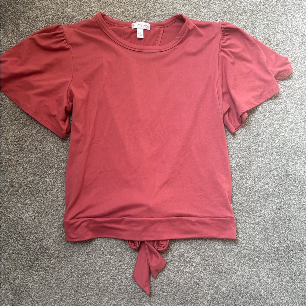 J for Justify Pink short Sleeve Tie back T-Shirt Large Like new